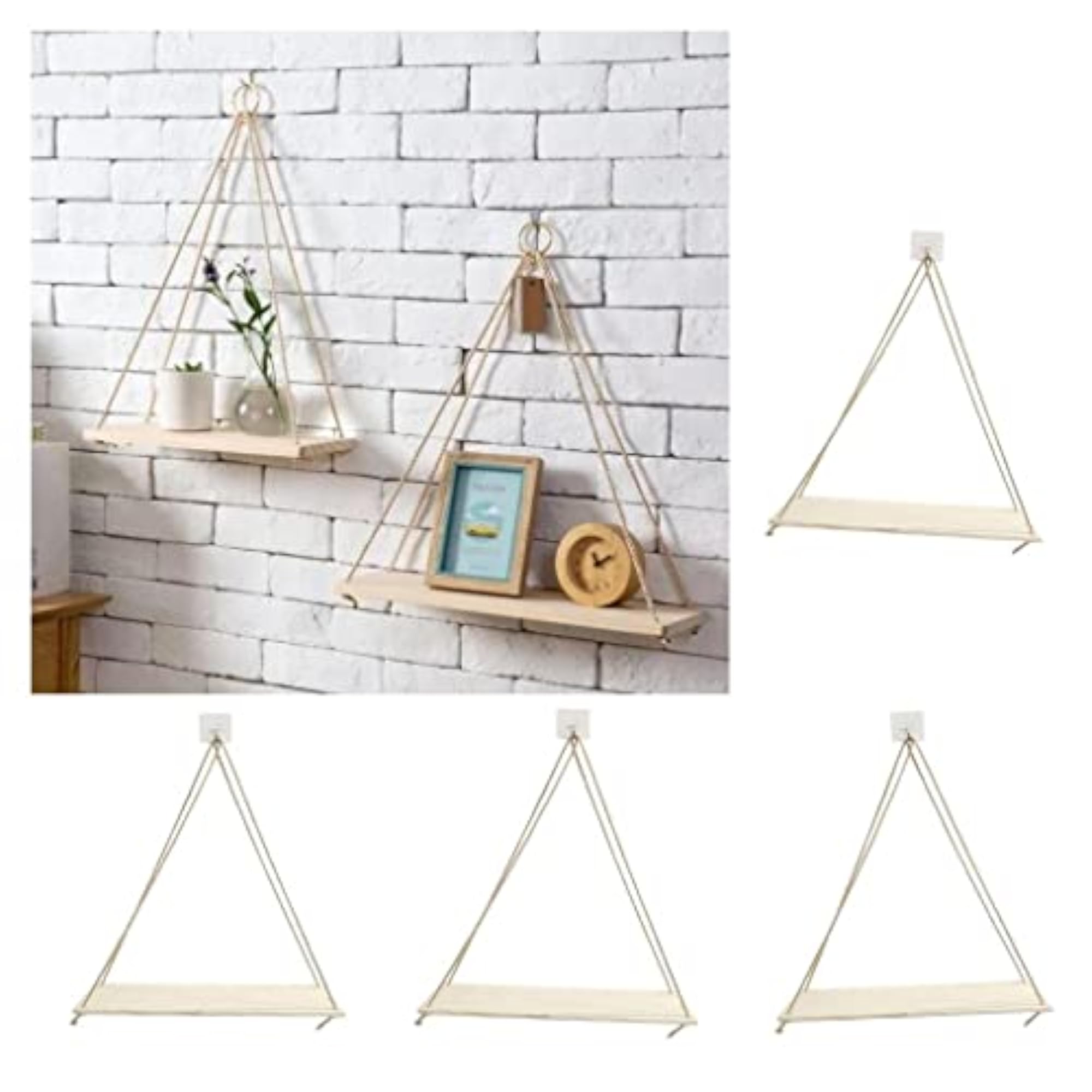 Hanging Rope Wall Mounted Shelves, Plant Rack Stand
